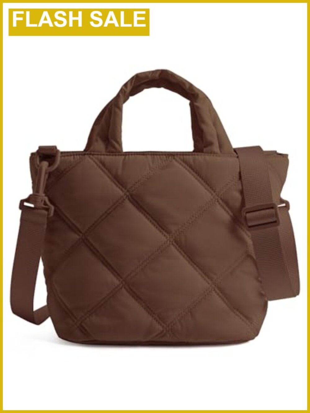 Quilted Puffer Nylon Crossbody Bag with Adjustable Strap - Lightweight Travel